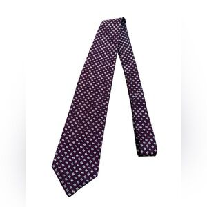 Faconnable Burgundy and White Patterned Tie